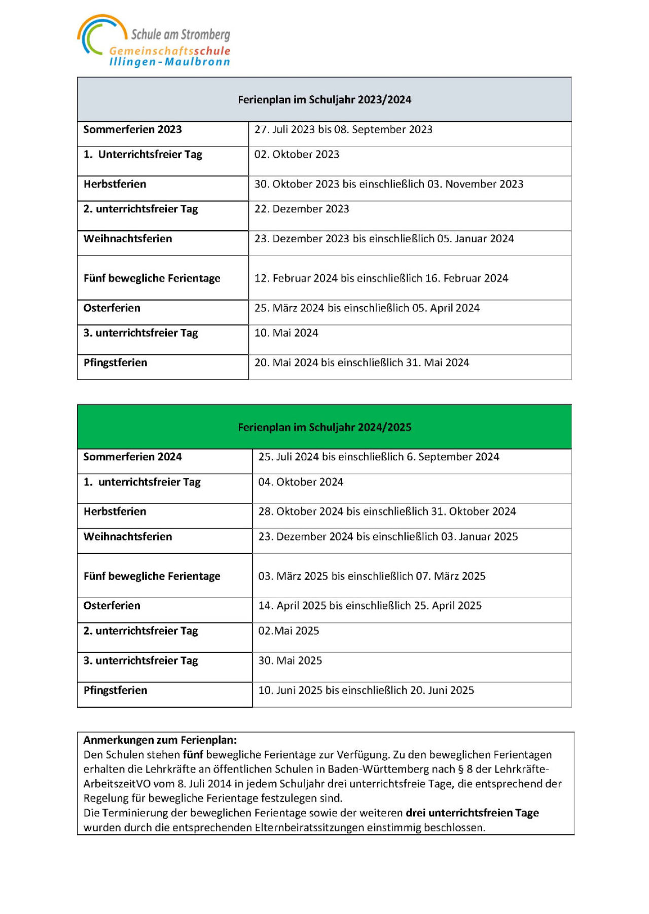Ferientermine